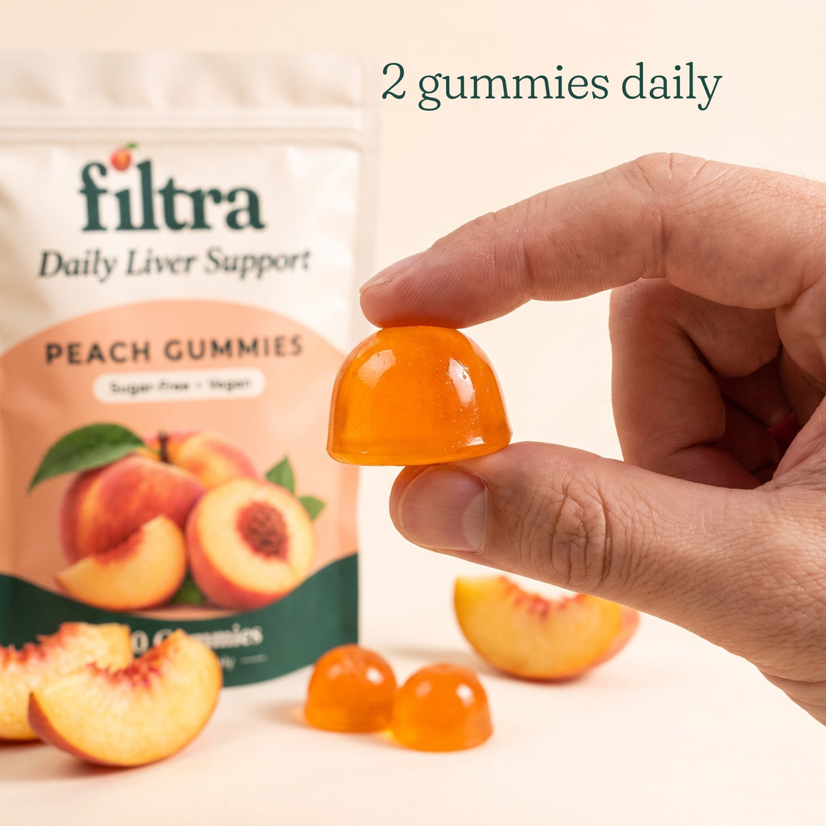Two Filtra peach gummies a day